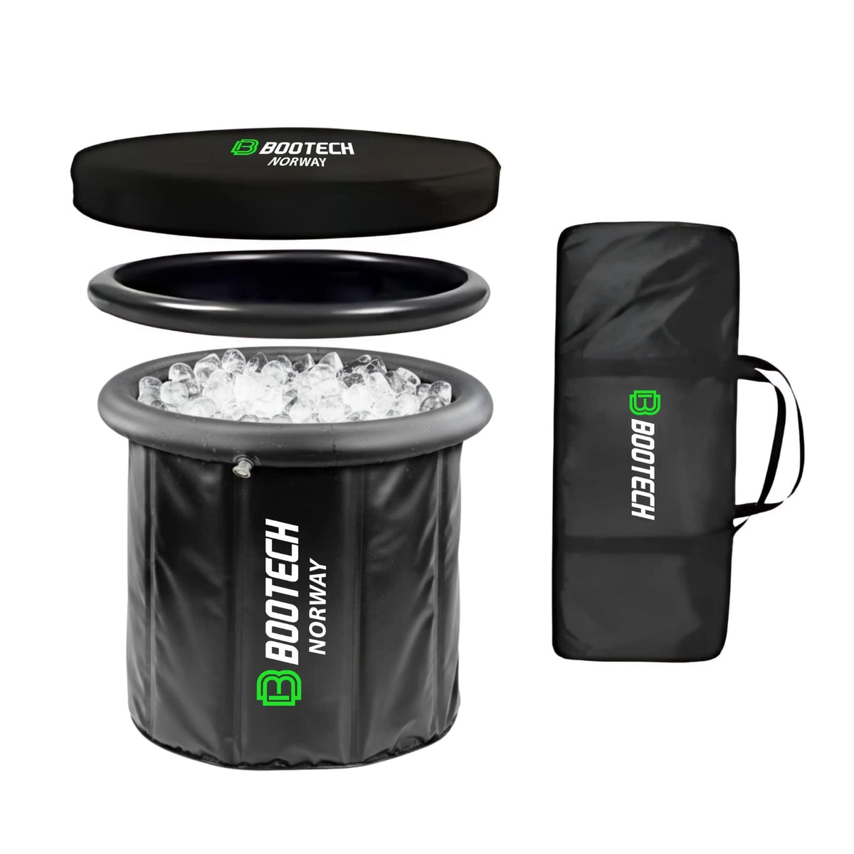 Cubeta de hielo plegable Bootech Norway con bolsa de transporte para recuperación muscular